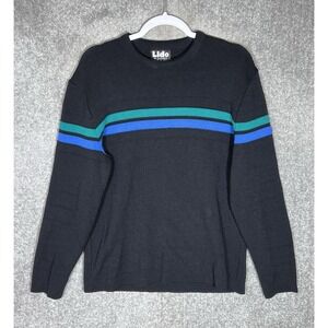 Vintage Lido of California Wool Sweater Mens Sz Large Black Blue Green USA Made